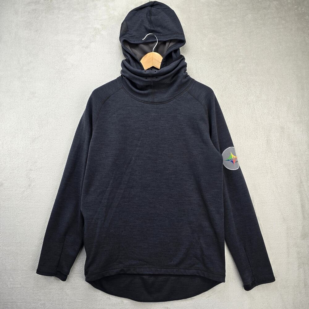 Vollebak Merino Hooded Mid Layer Hoodie Men’s XL Grey Gorpcore Face Mask Vented